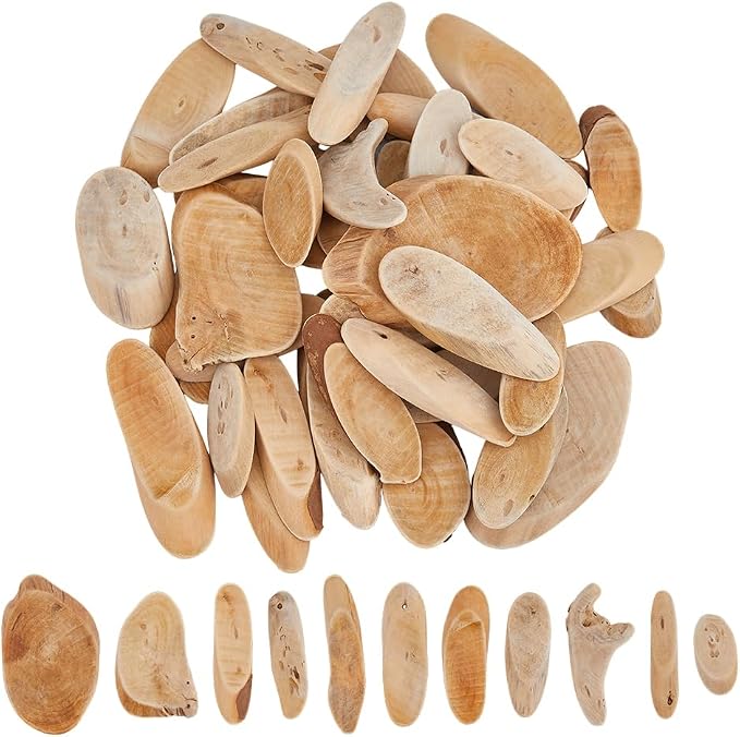 SUPERFINDINGS 300g Natural Driftwood Pieces DIY Dried Wood Sticks Oval Wooden by SUPERFINDINGS