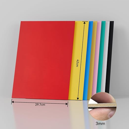 8 Pack Pre-Painted Colored Plywood Sheets, 11.7"x8.3"x1/8" Basswood - Image 2