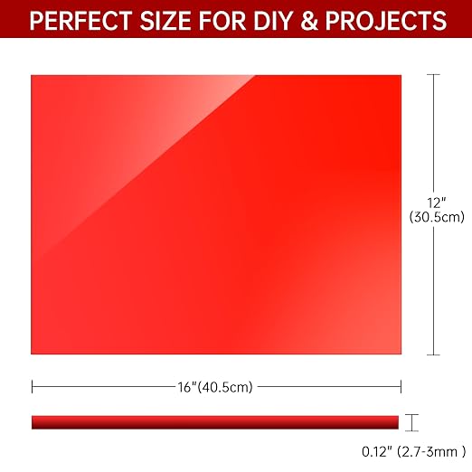 Red Acrylic Sheet 12" x 16", 2 Pack 1/8" Thick Translucent Cast Plexiglass - Image 3