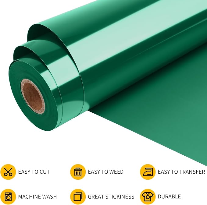 VinylRus Heat Transfer Vinyl-12” x 35FT Green Iron on Vinyl Roll - Image 2
