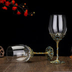 Simcat Handmade Painted Enamel Flower Glass Wine Glasses Transparent Refined - Image 4
