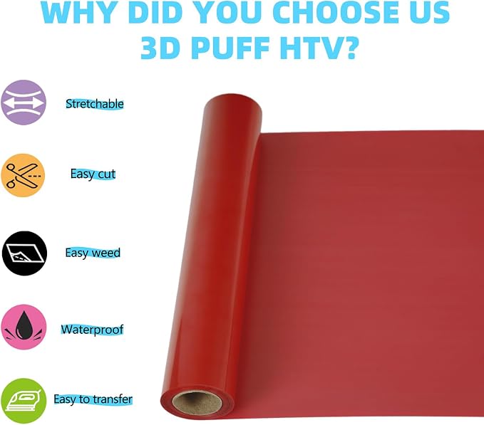 Guangyintong Red Puff Heat Transfer Vinyl HTV Rolls - Image 2