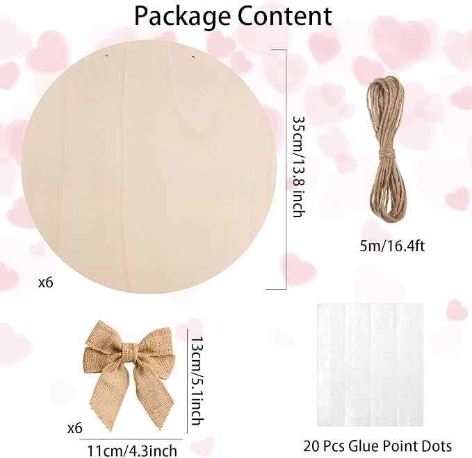6 Pcs 14 Inch Wood Circles for Crafts Unfinished Wooden Slice Blank Round - Image 3