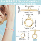 Beebeecraft 1 Box 10Pcs T-bar Closure Connectors 18K Gold Plated Smooth Ring - Image 2