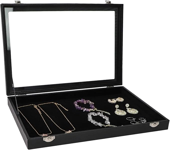 Wudygirl Jewelry Organizer Velvet Jewelry Tray Showcase Display Case Storage by Wudygirl
