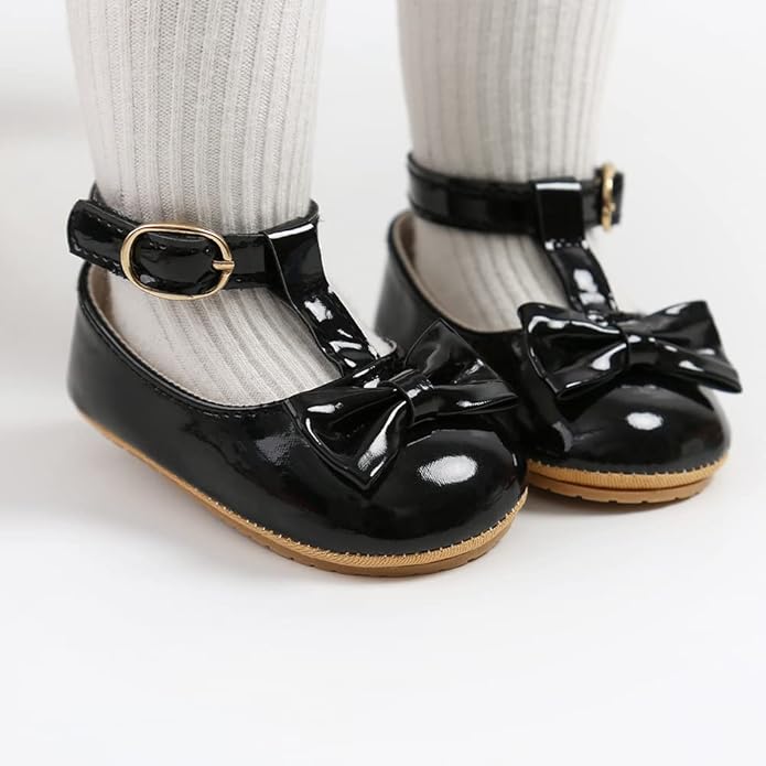 COSANKIM Baby Girls Mary Jane Flats Shoes Anti-Slip Rubber Sole Infant Toddler Princess Wedding Dress Shoes