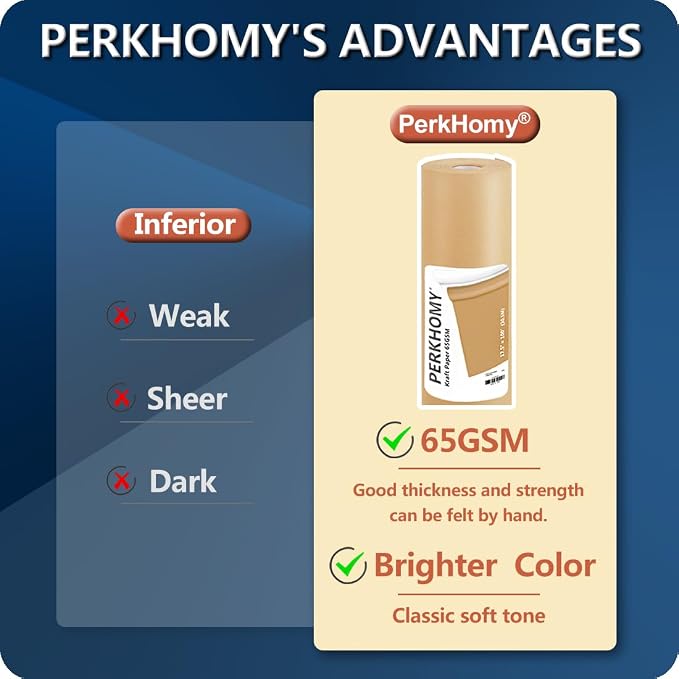 PerkHomy Brown Kraft Paper Roll 17.5" x 1 - Image 2