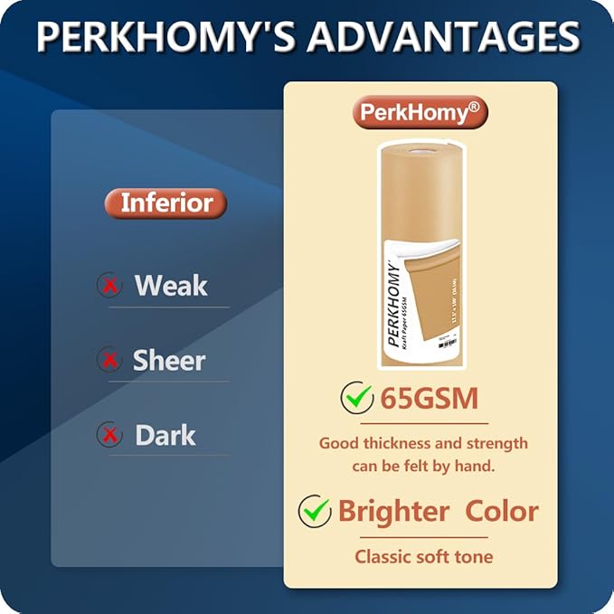 PerkHomy Brown Kraft Paper Roll 17.5" x 1 - Image 2