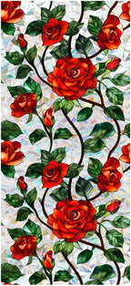 Retro Flower Window Privacy Film, Stained Glass Decals Chinese Red Rose Privacy by JOONOR