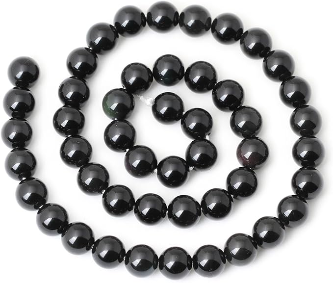 45PCS 8mm Natural Black Obsidian Gemstone Round Loose Beads Crystal Energy - Image 2