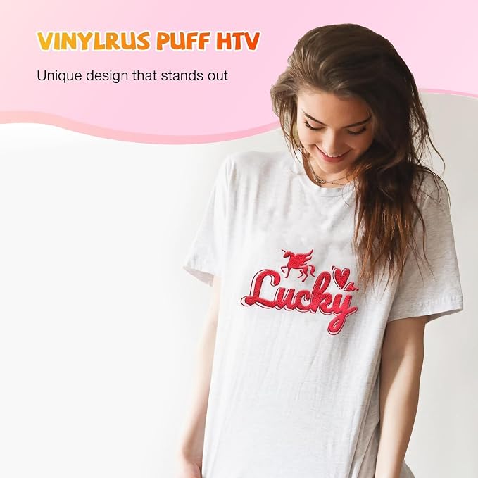VinylRus Red Puff Vinyl Heat Transfer -12” x 6ft Puffy 3D Iron on Vinyl - Image 8