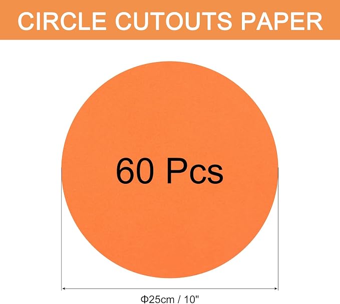 MECCANIXITY 60 PCS Orange Red Color Circle Cutouts Paper 10 Inch Round Card - Image 2