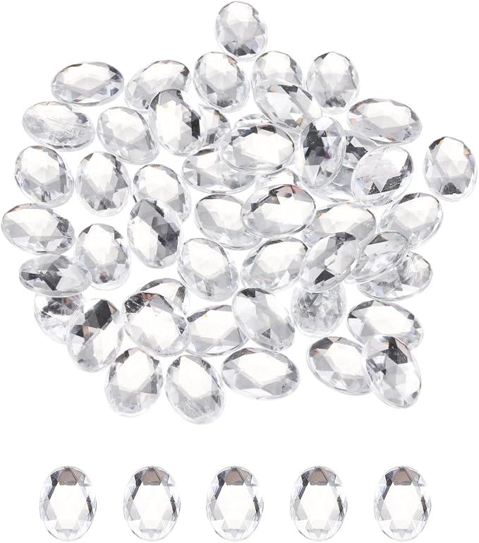 MECCANIXITY 50Pcs Acrylic Oval Gems 13x18 mm Flat Back Artificial Rhinestones by MECCANIXITY