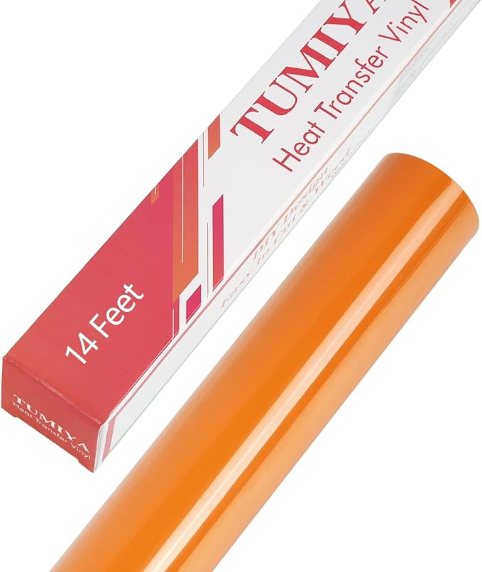 TUMIYA Heat Transfer Vinyl Roll, 12 in x 14 Feet Orange HTV Vinyl by TUMIYA