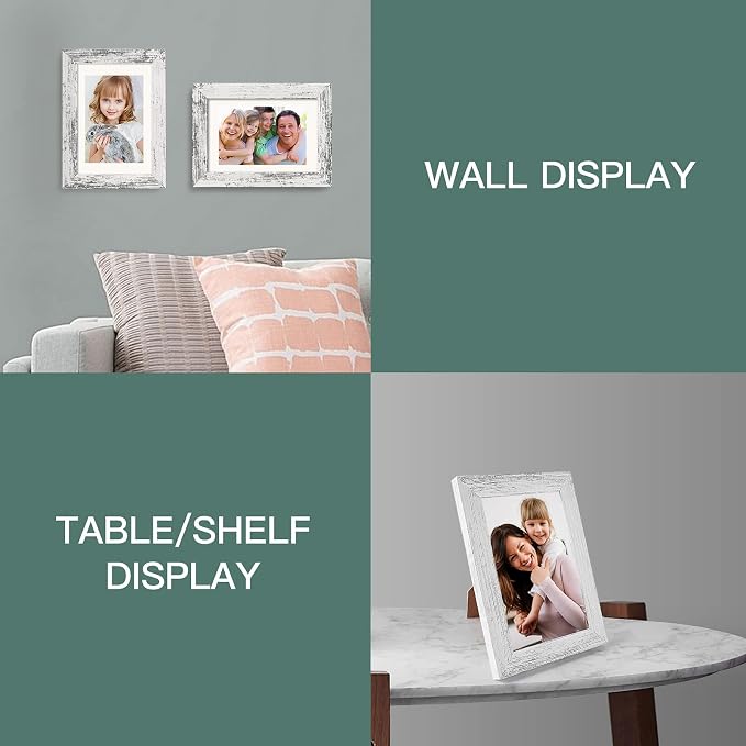BAIJIALI 4x6 Picture Frame Distressed Farmhouse Wood Pattern Set of 4, Display - Image 5