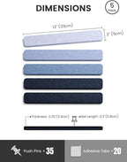 Fluxynara Cork Board Alternative Felt Strip Board 5-Pack 13"x2", Office Pin - Image 2