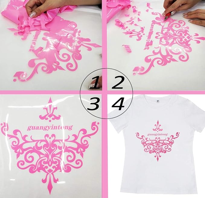 guangyintong Heat Transfer Vinyl Pink HTV Rolls, Matte Surface - Image 4
