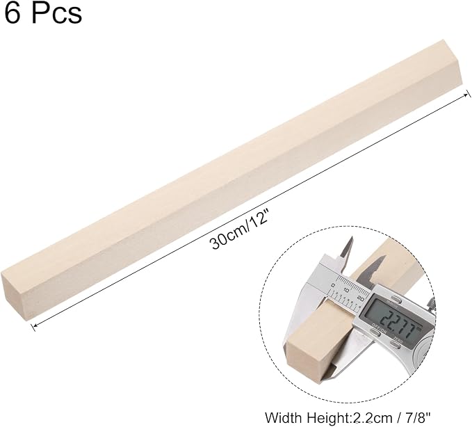 MECCANIXITY 6pcs Wood Sticks, 7/8"x 7/8" x 12" Rectangle Wooden Cube Wood - Image 2
