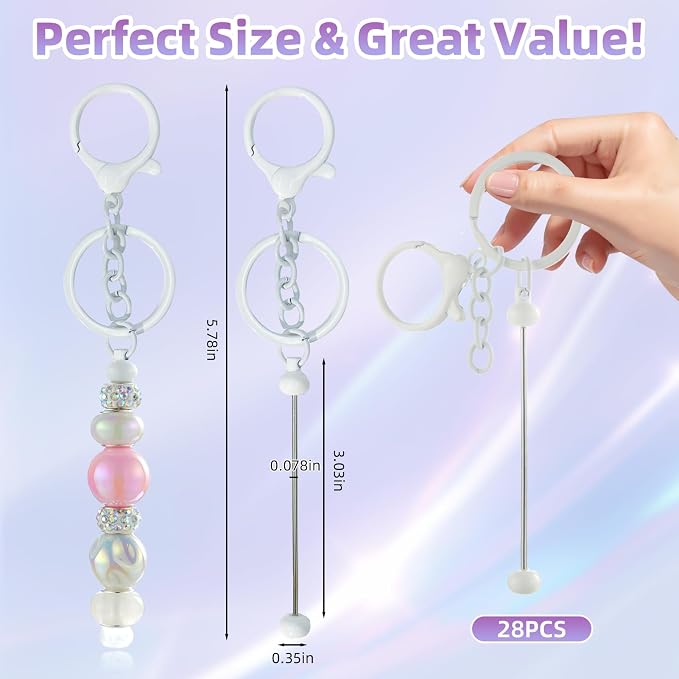 28 Pcs Beadable Keychain Bars - Image 2