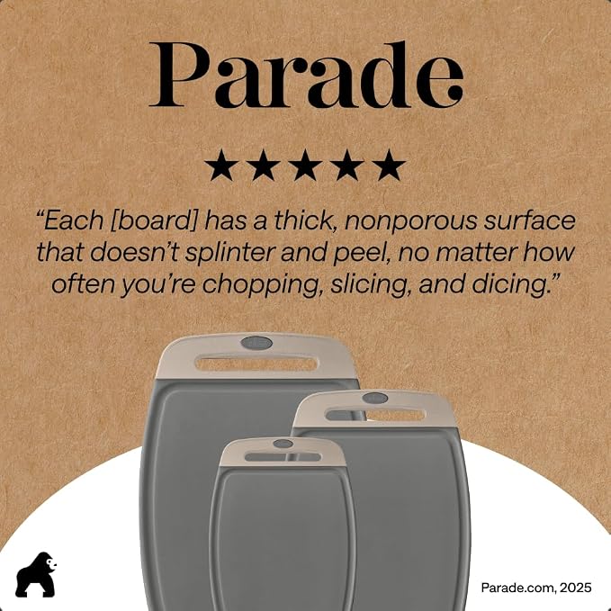 GORILLA GRIP BPA-Free Reversible Kitchen Cutting Board Set of 3, US Designed - Image 9
