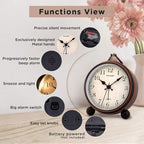 Peakeep 4" Small Battery Operated Antique Retro Analog Alarm Clock - Image 4