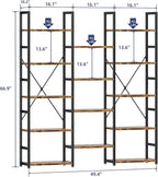 NUMENN Triple Column 5 Tier Bookshelf, Bookcase - Image 3