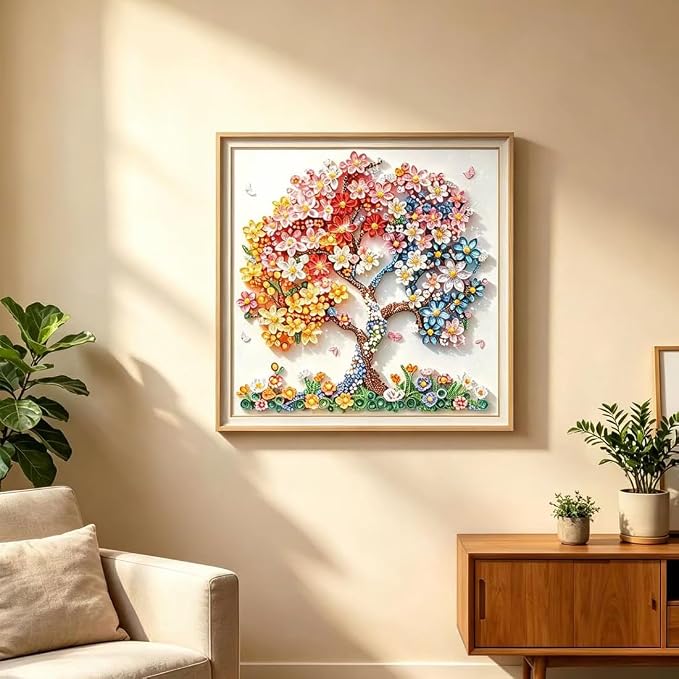 SHICERNHJ 5D Diamond Art Kits for Adults Beginner, Colorful Flower Tree Diamond - Image 5