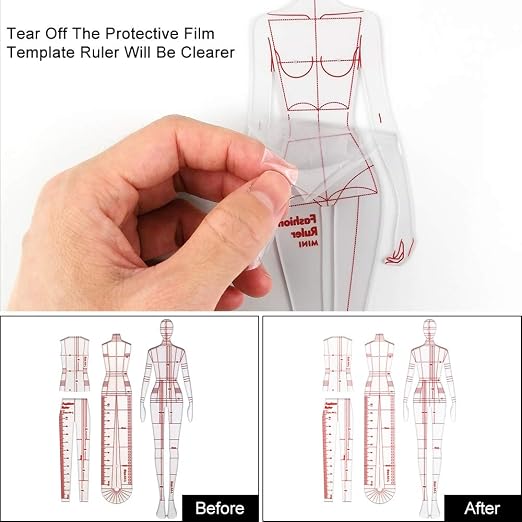 4 Models Fashion Illustration Rulers, Fashion Sketching Templates Ruler - Image 4