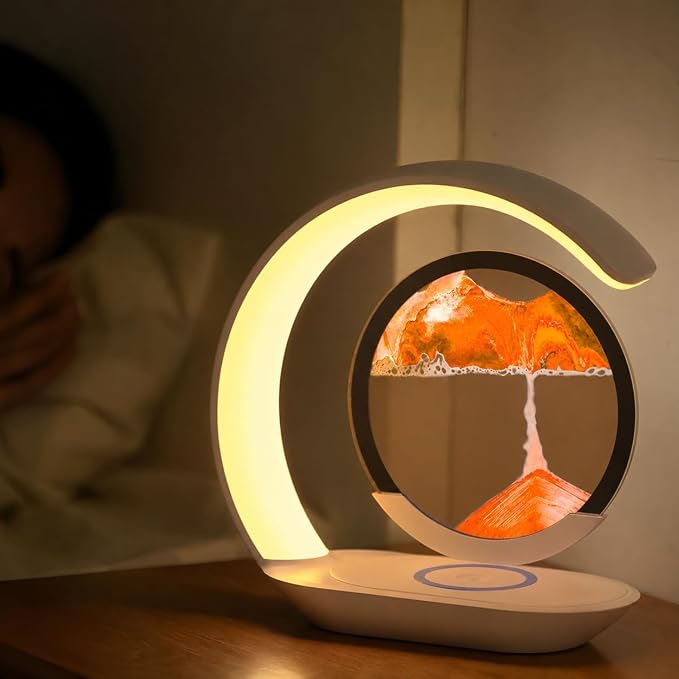 Moving Sand Art Lamp, Crescent LED Table Lamp - Image 2