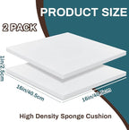 Frienda 2 Pack 1" x 16" x 16"Upholstery High Density Foam Cushion Replacement - Image 2