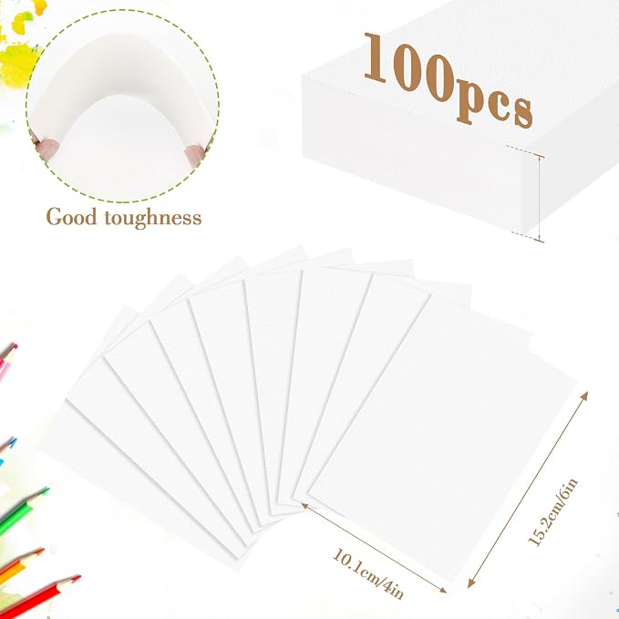 100PCS 4x6 Watercolor Paper Bulk, 140lb/300g Cold Press Thick Water Color Paper - Image 2
