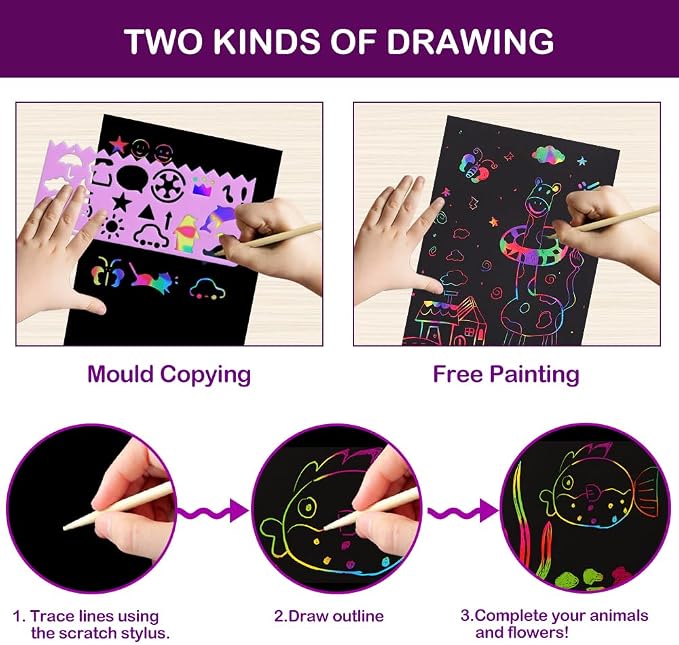 FUNNYB&G Rainbow Scratch Paper Art - Image 3