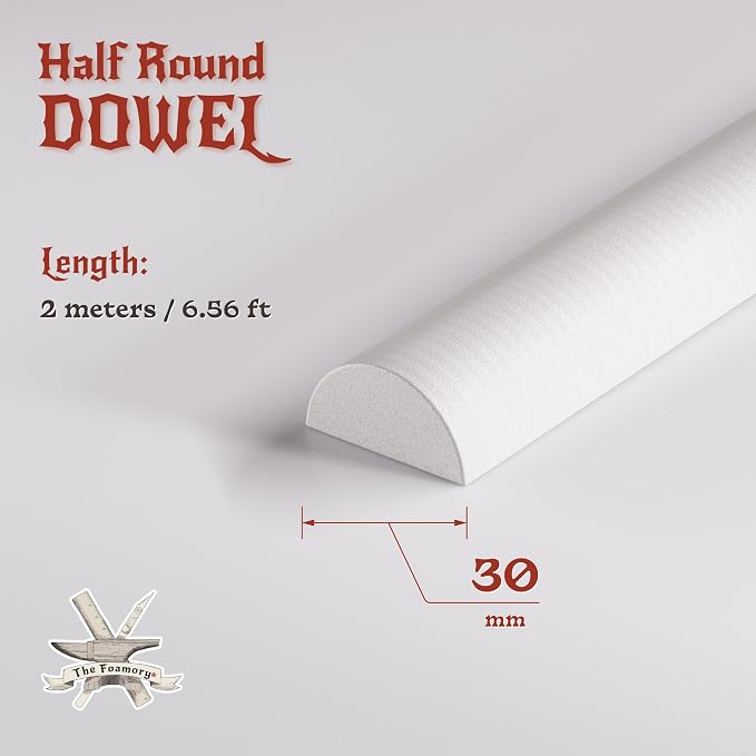 The Foamory's No Waste Half Round EVA Foam Dowel. 30mm x 2M Length. High-Density - Image 2