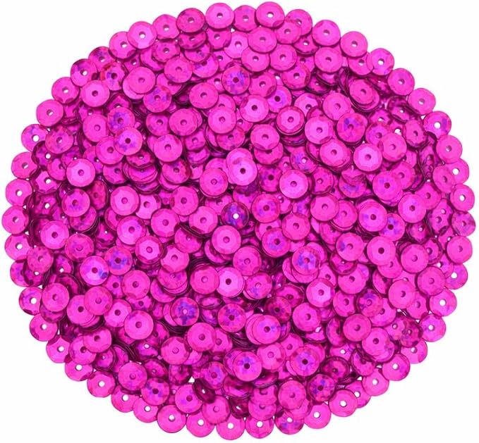 Mandala Crafts 6mm Cup Holographic Neon Pink Sequins - Image 2