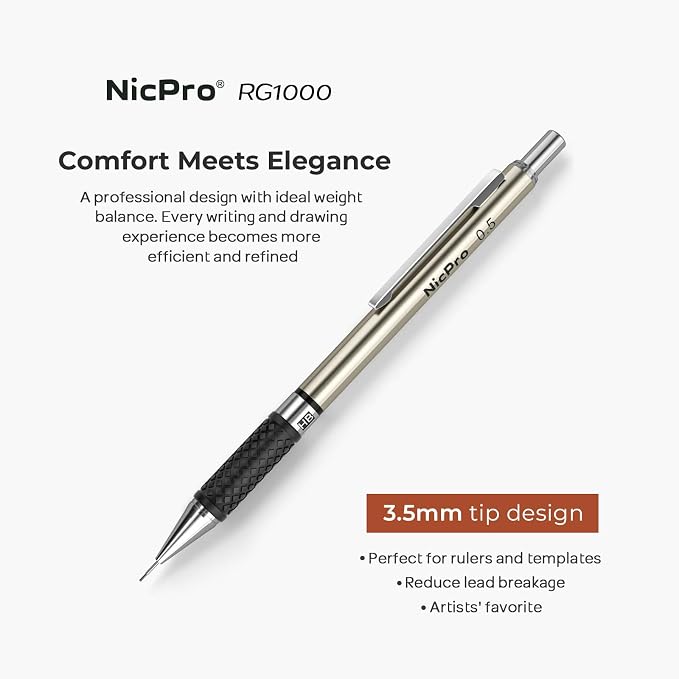 Nicpro 0.5 mm Art Mechanical Pencils Set in Case, 3 Erasers - Image 2
