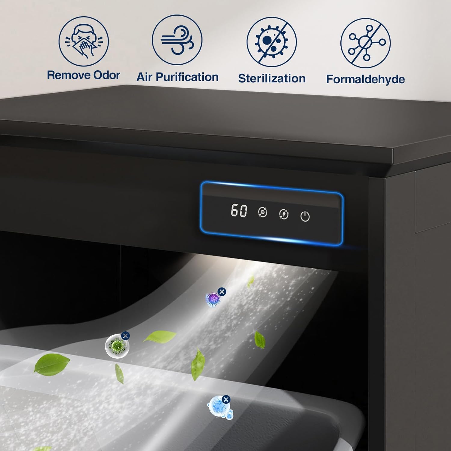 Double Tilt Out Trash Can Cabinet, 10 * 2 Gallon Garbage Trash Bin with Charging Station and Deodorizing Function, Dog-Proof Storage Cabinet for Hidden Bathroom Laundry Hamper, Black