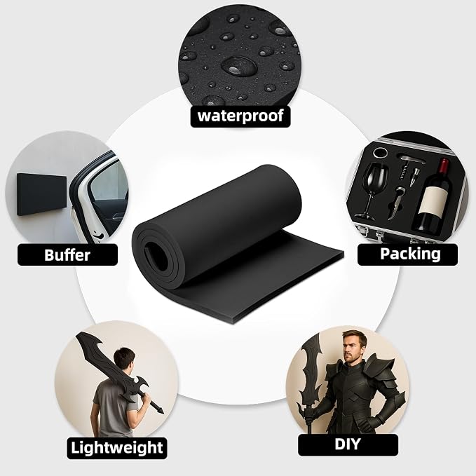 15mm Thick Black Eva Foam Cosplay Sheets roll, 13.9" x 39" Premium eva Craft - Image 7