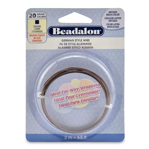 Beadalon German Style Wrapping Wire, Antique Brass Color, 20 Gauge, 2 m / 6.5 ft by Beadalon