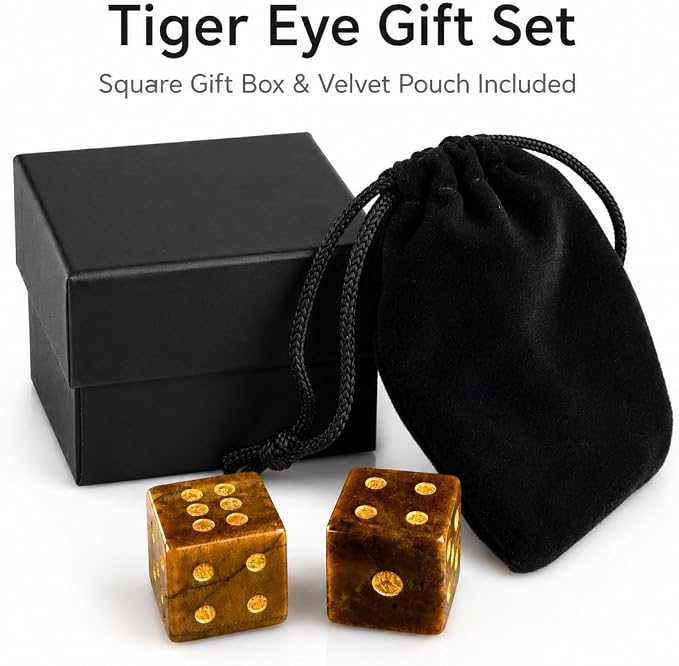2PCS Crystal D6 Dice, 16mm Natural Gemstone Mahjong Dice Set Stone Dice - Image 5