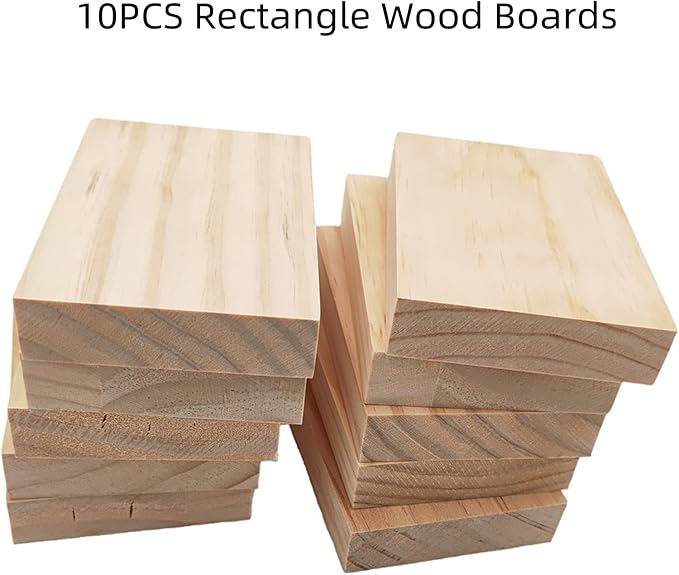10PCS Rectangle Wood Boards Unfinished Wood Blocks - Image 2