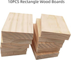 10PCS Rectangle Wood Boards Unfinished Wood Blocks - Image 2