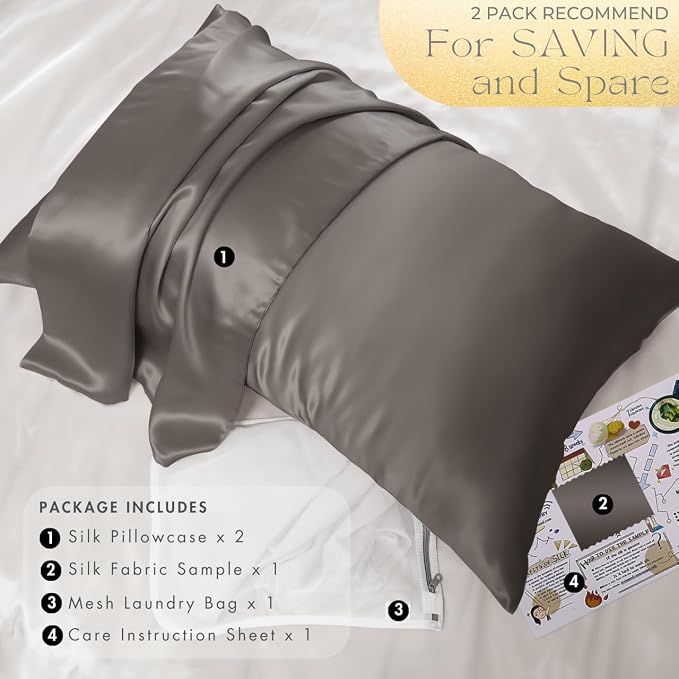 PROMEED 100% Silk Pillowcase 2 Pack, Zipper Closure, 23 Momme 3rd Gen Grade 6A+ - Image 6