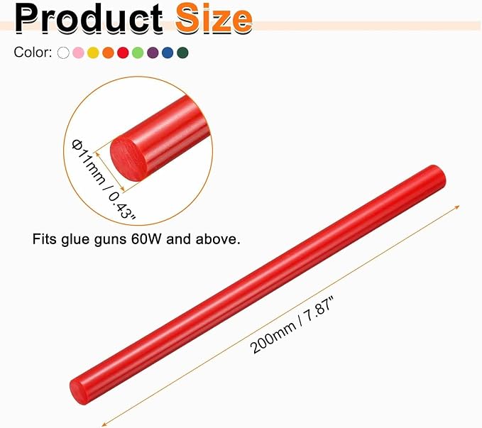HARFINGTON 10pcs Hot Glue Sticks 0.43" Dia x 7.87" Long EVA Mini Hot Melt - Image 2