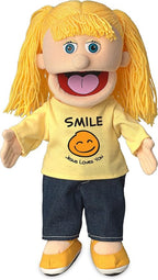 14" Smile Jesus Loves You, Peach Girl, Christian Ministry Hand Puppet by SillyPuppets
