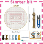 INFUNLY Cassette Tape Punch Needle Embroidery Kit 8.7" DIY Punch Embroidery Kit - Image 2