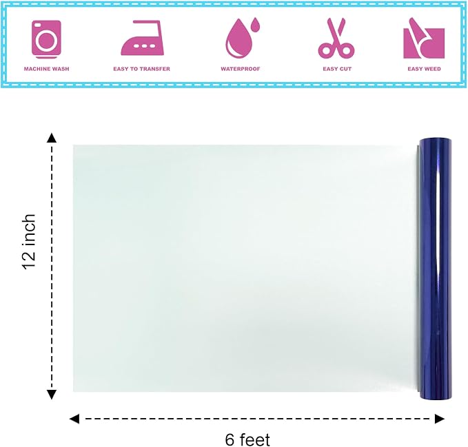 Sheet Metallic Foil Heat Transfer Vinyl Royal Blue 12Inch*6Ft Bundle Chrome HTV - Image 2