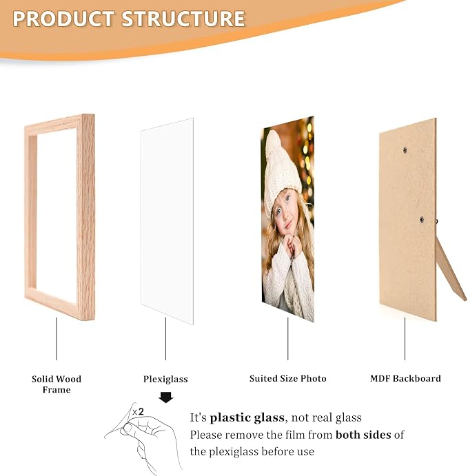 ATOBART 4x6 Picture Frame, OAK Wood Photo Frame - Image 4