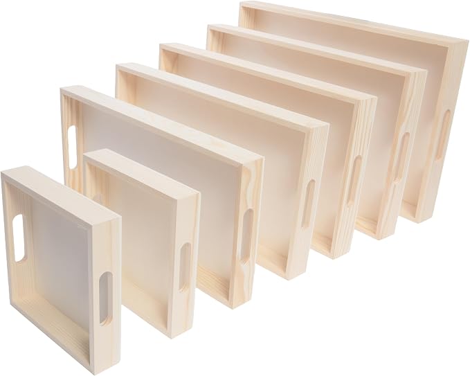 Wooden Nested Serving Trays, Unfinished Rectangle Trays - Image 7