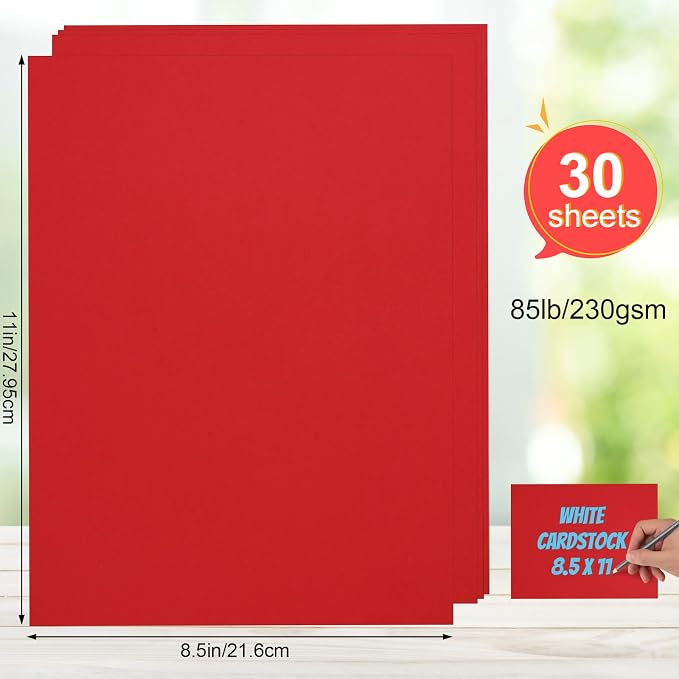 Joyberg Red Cardstock 8.5 x 11, 230gsm Cover Cardstock Paper, 85 Lb Heavy Card - Image 2