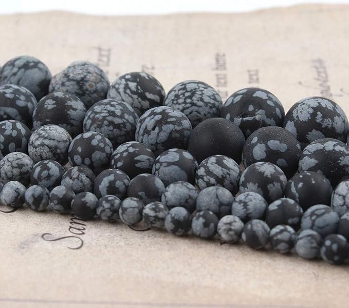 6mm Matte Snowflake Obsidian Bead, 15-Inch Matte Round Loose Stone Beads - Image 6